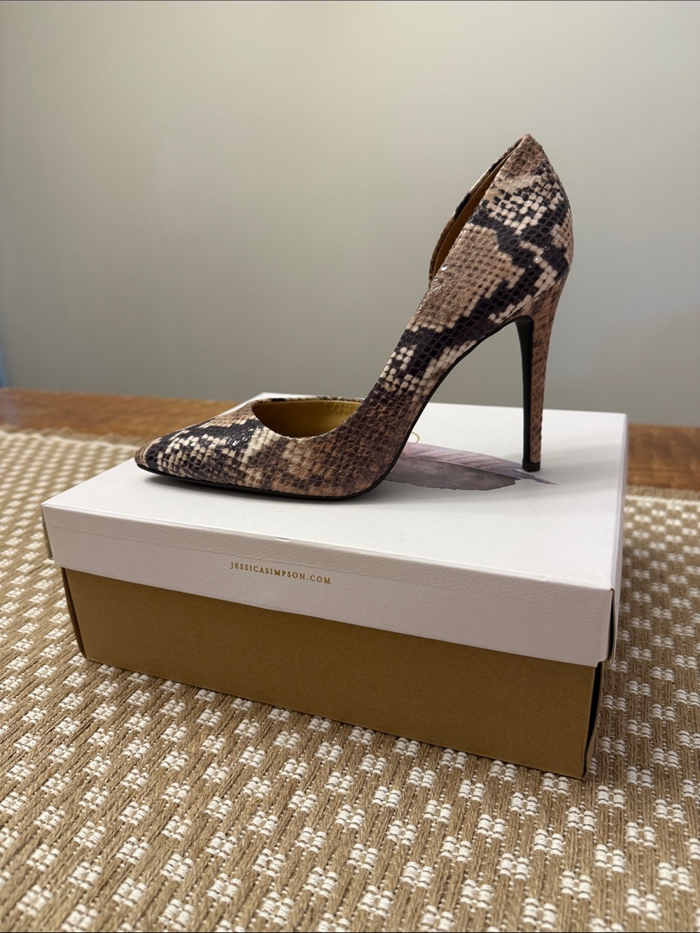 Jessica Simpson Brown Snake-Print Stiletto Pump Heels - Sz 8
